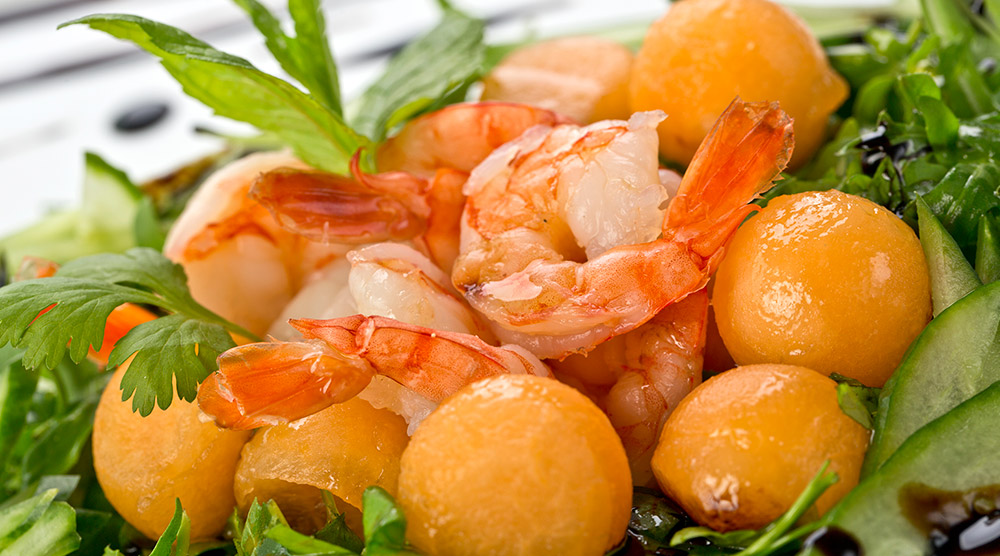 ENSALADA DE MELON CON LANGOSTINOS