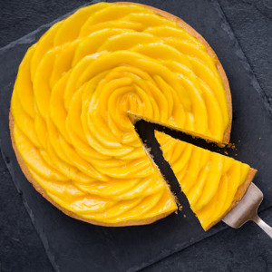 tarta floral de mango